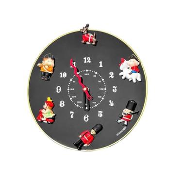 Imagem de Kuntesetty Relógio de parede de 12 polegadas, redondo, simples, faça você mesmo, arte decorativa, relógio analógico clássico silencioso para quarto, cozinha, Preto