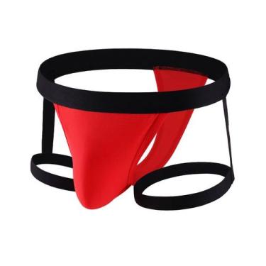 Imagem de Cueca Jockstrap Vermelha com Ligas Sexy e Suporte Atlético - Fio Denta