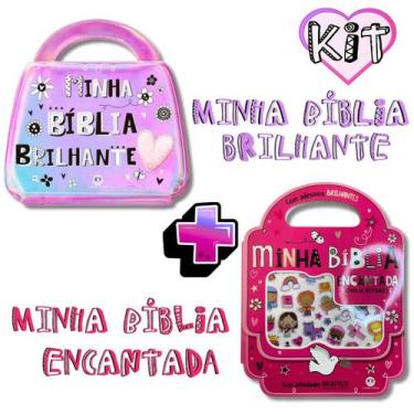 Imagem de KIT MINHA BÍBLIA BRILHANTE E MINHA MALETA BÍBLICA ROSA Com Adesivos Br