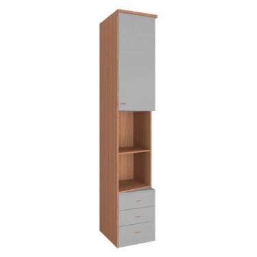 Imagem de Modulo Lateral 1 Porta 3 Gavetas 44,3cm Setiba Plus Rimo Carvalho/Fend
