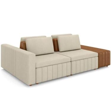 Imagem de Sofá Ilha Com Puff Para Sala Living 285cm Amber M03 Linho Cru material