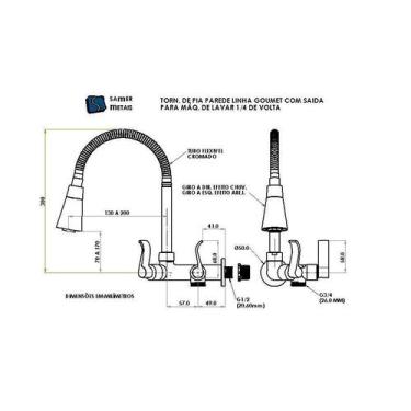 Imagem de Torneira Flexivel De Parede Com Saída Para Maquina De Lavar Louça E Ro
