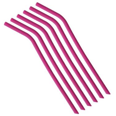 Imagem de Conjunto de 6 canudos reutilizáveis de silicone vermelho rosa, canudos, 25 cm, design de dobra pequena, não é fácil de deformar, adequado para chá de leite, suco, bebidas carbonatadas, piqueniques de