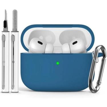 Imagem de Capa de Silicone para AirPods Pro 2 - Com Kit de Limpeza, azul escuro