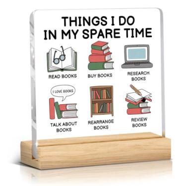 Imagem de Presentes engraçados para amantes de livros, decoração acrílica de mesa de escritório, presentes para amantes de livros, amigos, leitores, escritores, mulheres, bibliotecárias, aniversário, Halloween