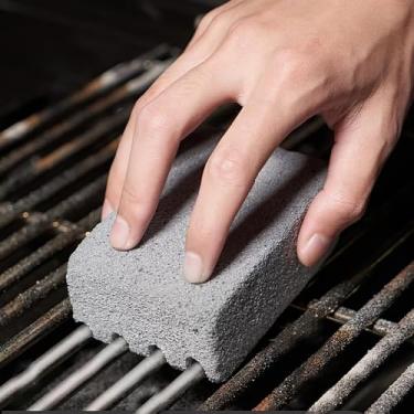 Imagem de 1 peça de pedra de limpeza de vidro de espuma, sem arranhões, pedra de limpeza reutilizável para grelhas de churrasco, grelha e remoção de manchas de fogão de vidro (cinza)