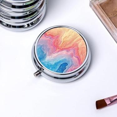 Imagem de Caixas de joias decorativas de metal de grade única de 3 grades redondas de armazenamento, caixa de joias, mini caixa dobrável portátil para mulheres, amigas, mulheres, aniversário, amizade, Natal