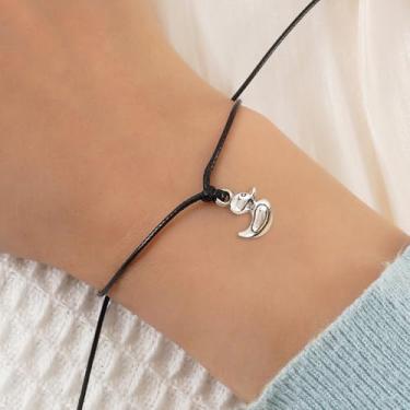 Imagem de Pulseira fofa de pato para mulheres e homens, pingente de pato engraçado, feita à mão, corrente de pulso ajustável, preta, trançada, joia da amizade para melhores amigas, filha, melhor amiga com