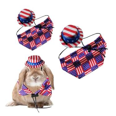 Imagem de 4 peças, 2 tamanhos, fantasia de dragão barbudo, dia da independência, 4 de julho, bandanas, bandeira americana, chapéu de lagarto, cachecol para hamster, leopardo, lagartixa, lagartixa