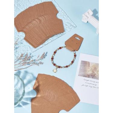 Imagem de 80 peças de cartões pendurados para exibição de papel, cartões autoadesivos para exibição de colar, embalagem de joias para joias, papelão segurando corrente de colar solto, 120 x 45 x 0,4 mm