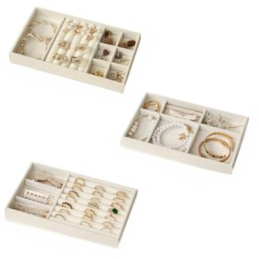 Imagem de Caixa de joias em veludo, adequada para gavetas de guarda-roupas, bandeja para joias, caixa para guardar joias (KIT BANDEJA 1, 2 E 3 (3 UNIDAD)