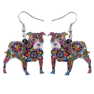 Imagem de Brincos de acrílico floral Pitbull para cães, anime, animais de estimação, pingentes, joias para mulheres, presentes, Medium, Acrílico, Sem pedra preciosa