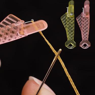 Imagem de Mini máquina de costura com gancho ferramenta de inserção de ponto de plástico para idosos, troca automática rápida, rosa, rosa