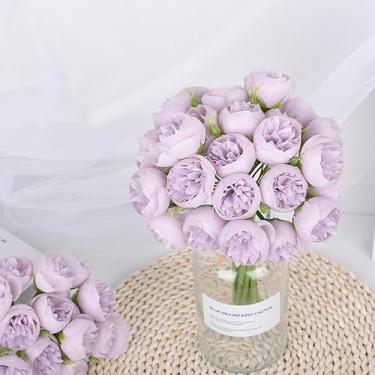 Imagem de 9 peças/conjunto de 27 cabeças rosas peônia flores artificiais buquê de seda para vaso de mesa, decoração de casamento em casa, flores falsas, 30 cm (roxo)