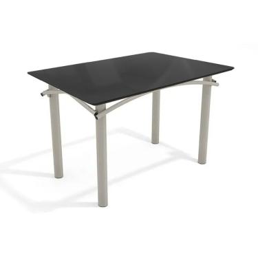 Imagem de Mesa P- Cozinha Elba Tampo Madeirado C- Vidro 120cm Niquel-preto - Kappesberg