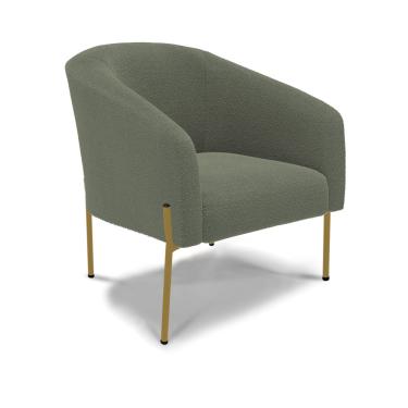 Imagem de Poltrona Decorativa Pé de Ferro Dourado Stella Bouclê Verde Pistache D03 - D'Rossi