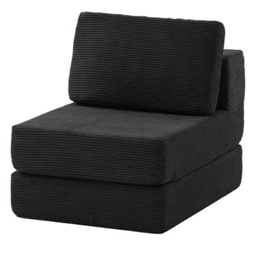 Imagem de FILUXE Sofá secional modular, sofá modular moderno com assento profundo, sofá de nuvem confortável, sofás seccionais para sala de estar, quarto e apartamento, 1 lugar, preto