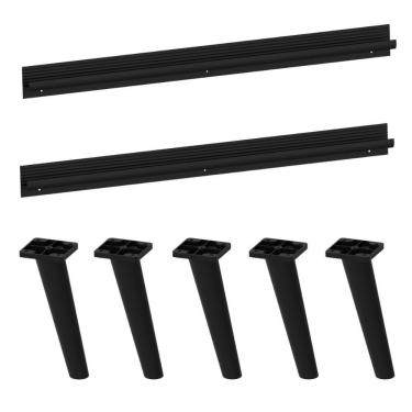 Imagem de Kit 2 Puxadores Com 5 Pés Palito Retrô Para Balcão Cozinha 120cm Veneza Multimóveis Mp2308 Preto Preto