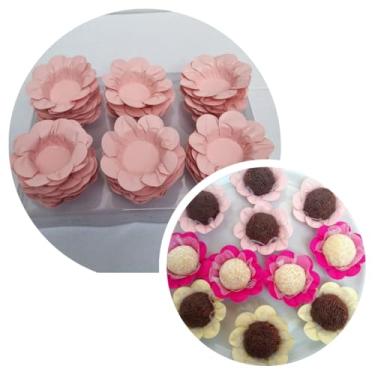 Imagem de Forminhas para doces finos Forminhas Flor para festas casamento aniversário (Rosa aqua)