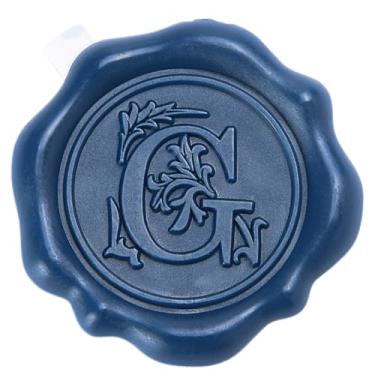 Imagem de Adesivos de lacre adesivo de cera azul marinho com inicial do alfabeto - Pacote com 50 - Selos de cera com letras para cartão de ação de graças/embrulho de presente/convite de festa de noivado de