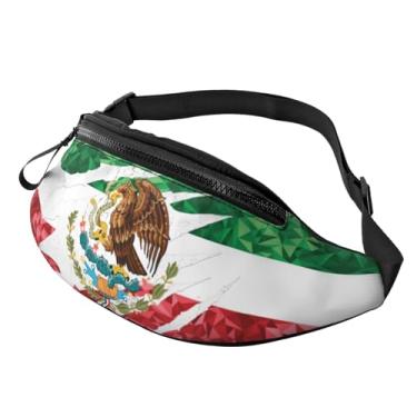 Imagem de Pochete bolsa de cintura ajustável para homens, mulheres, viagens, caminhadas, ciclismo, corrida, Bandeira mexicana, One Size