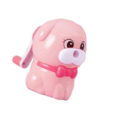 Imagem de GZBABY Apontador de lápis de manivela, apontador manual com função de alimentação automática, formato de cachorro fofo (rosa)