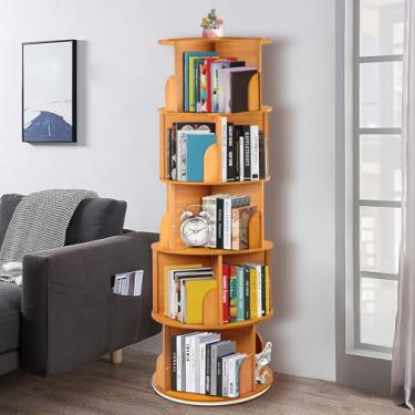 Imagem de 5 Andares Estante Giratória Livros, Estante Giratória de 360° com Rodas