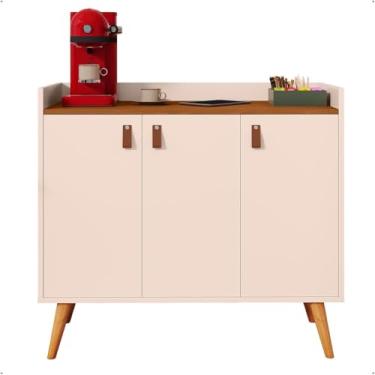 Imagem de Aparador Buffet Retrô Sala De Estar Pés Em Madeira Hall De Entrada Prateleira (off/freijo)