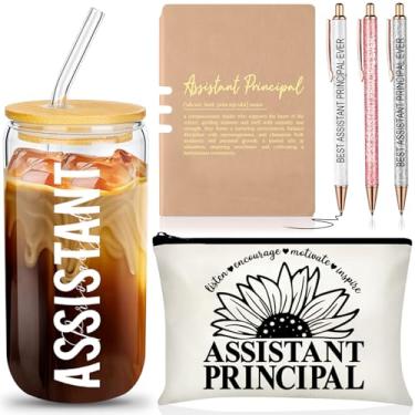 Imagem de Remerry Conjunto de 6 peças de presente principal assistente para mulheres e homens, presentes principais, inclui copo de cerveja em forma de lata de 473 ml com canudos de tampas, bolsa de maquiagem