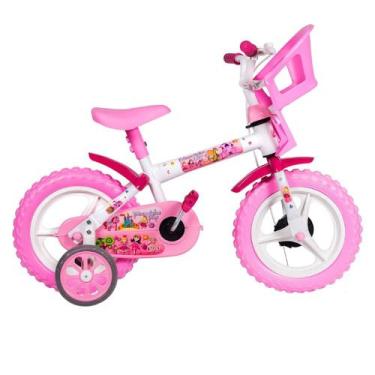 Imagem de Bicicleta para Meninas Aro 12 com Cestinha para Bonecas Rosa - Styll