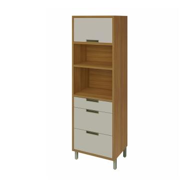 Imagem de Paneleiro Torre Quente 1 Porta 3 Gavetas MDF Imperatriz Nesher - Freijo/Off White