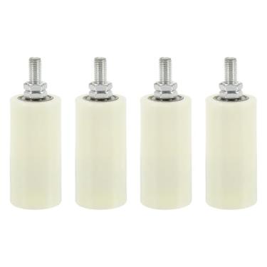 Imagem de PATIKIL Rolo de guia de portão deslizante de 9,9 cm x 5 cm, 4 peças de rolos de nylon ajustáveis para portão deslizante de varandas, quartos, banheiros, lojas, indústria, branco