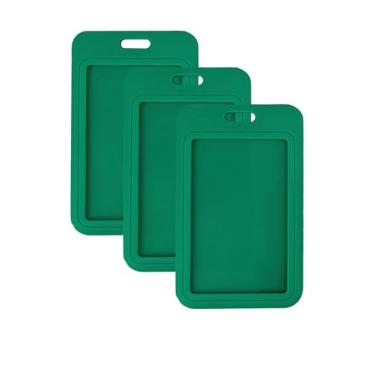 Imagem de Pacote com 3 porta-crachás deslizantes, porta-cartões de identificação de plástico ABS resistente para documentos escolares de escritório, cartões de crédito, cartões de crédito de proximidade