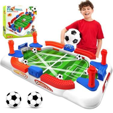 Imagem de Dcoinc Mini jogo de mesa de pebolim para crianças, jogo de tabuleiro de futebol para meninos de 3, 4, 5, 6, 7, 8 a 12 anos, pinball, presentes esportivos de aniversário interativos para festas em casa