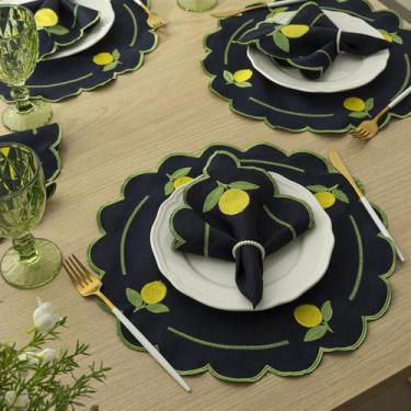 Imagem de Kit 12 Pçs 6 Lugares Mesa Posta Sousplat Jogo Americano Limão Sicilian