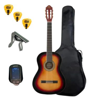 Imagem de Kit Violão Iniciante Harmonics Gna-111 Nylon Clássico C/Bag + Afinador Capotraste Palheta