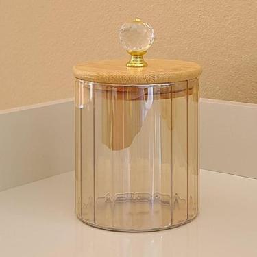 Imagem de Pote de Vidro Dourado CANELADO ÂMBAR CRISTAL 550ML Hermético Porta Man