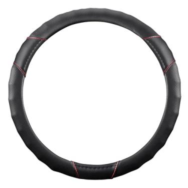Imagem de Capa de volante, universal de 38 cm, protetor de volante de couro sintético, antiderrapante, respirável e compatível com aquecimento para carros, caminhões, SUVs, vans