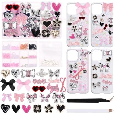 Imagem de Draupnir 805 peças de amuletos de lixo, kit de berloques para personalizar a capa faça-você-mesmo, decoração estética fofa incluída pingente grande, laço fofo, acessórios para unhas, pérolas planas