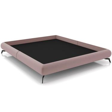 Imagem de Cama Casal King Base Box Pés De Ferro Estilo Industrial 210cm Otto P05 Veludo Rosê - Lyam Decor