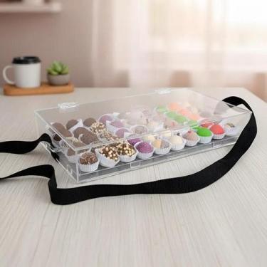 Imagem de Caixa Expositora para 50 Brigadeiros com Logo Gravada e Alça Regulável