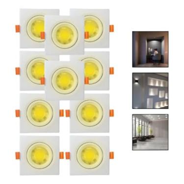 Imagem de Maxim Led Spot LED Quadrado de Embutir, Kit com 10 Peças, 9x9cm, Branco Quente 3000K, PVC, Direcionável, 3W, Bivolt, Uso Interno