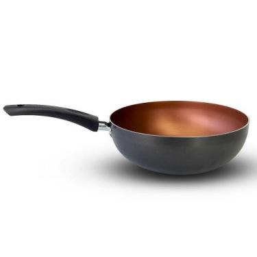 Imagem de Panela Frigideira Wok 24 Cm Antiaderente Alumínio - Cobre - MR. COOK