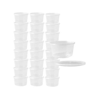 Imagem de 25 Potes PP Com Tampa Lacre BrasilPack 1000ml Redondo Transparente