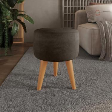 Imagem de Puff Redondo Banqueta Estofada Decorativa Pé Palito (Marrom)