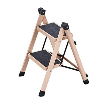 Imagem de Escadas dobráveis escadas pequenas escada de 2 degraus escada dobrável de um lado com pedal largo antiderrapante e suportes de reforço escada de metal resistente (cor: Escada K) (Escada F)
