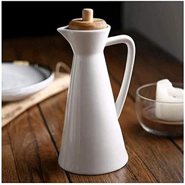 Imagem de 3FLQOOPP Garrafa dispensadora de azeite de oliva, garrafa de óleo de cerâmica, grande garrafa dispensadora de azeite de oliva com tampa de vedação à prova de vazamento, recipiente dispensador de