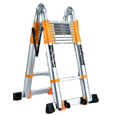 Imagem de BPHUI Escada de extensão telescópica para casa Escada Telescópica Tipo A 7 Pés Extensão de Alumínio Dobrável Telescópica Degraus Antiderrapantes Portátil Multiuso para Casa/Edifício 150 kg Carga Máxima (Tamanho: 8,2 m)
