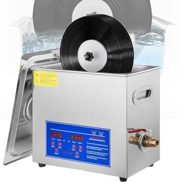 Imagem de 180 W Limpador de vinil ultrassônico de 40 kHz,Temperatura AjustáVel De 0 A 80 °C, 3 CabeçAs VibratóRias com RotaçãO AutomáTica para Discos de Vinil, Joias E óCulos