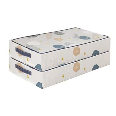 Imagem de Conjunto de 2 recipientes grandes de armazenamento embaixo da cama para roupas com alças, caixas de armazenamento empilháveis de baixo perfil, dobráveis para cobertor, calçados